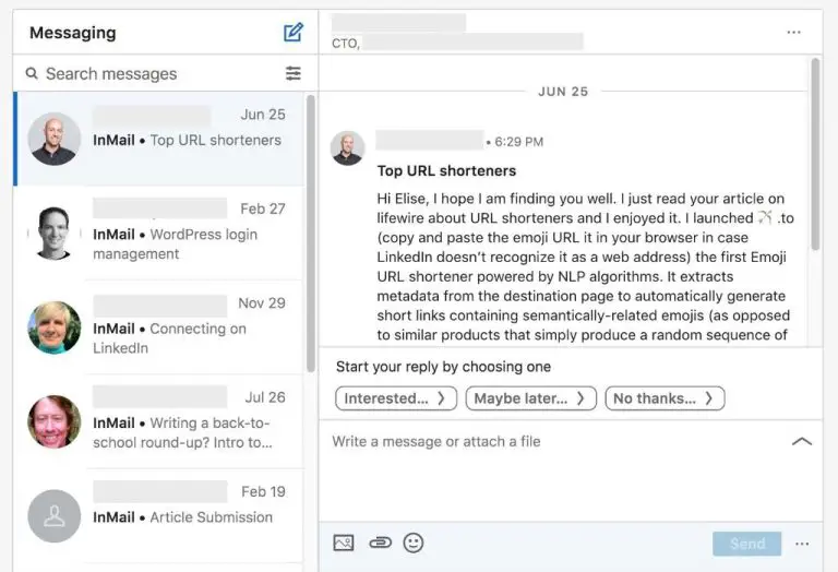 Where do LinkedIn InMail messages go