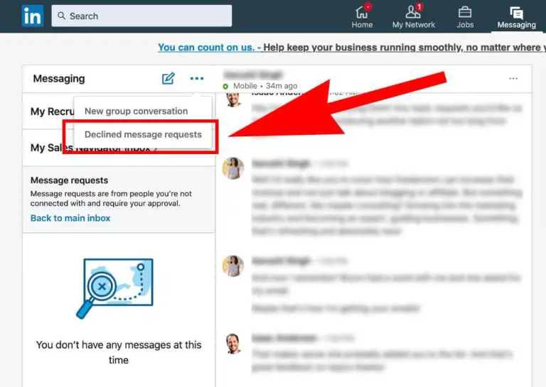 What is message request accepted in LinkedIn