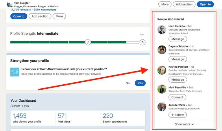 Does people also viewed on LinkedIn mean they looked at your profile