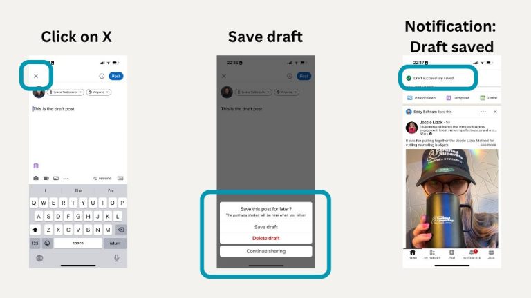 Where are drafts on LinkedIn mobile