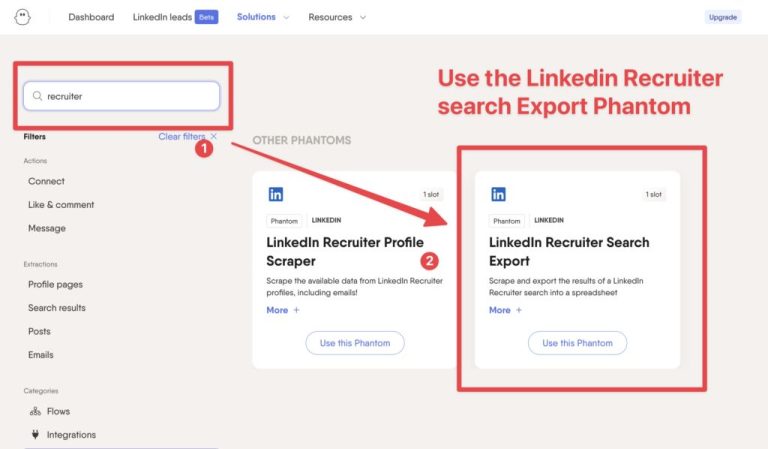 How do I export LinkedIn Recruiter search results