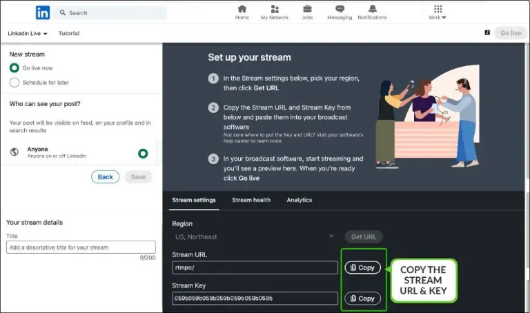 How do I go live on LinkedIn with RTMP