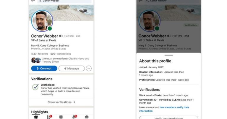 How does a verified LinkedIn profile look like