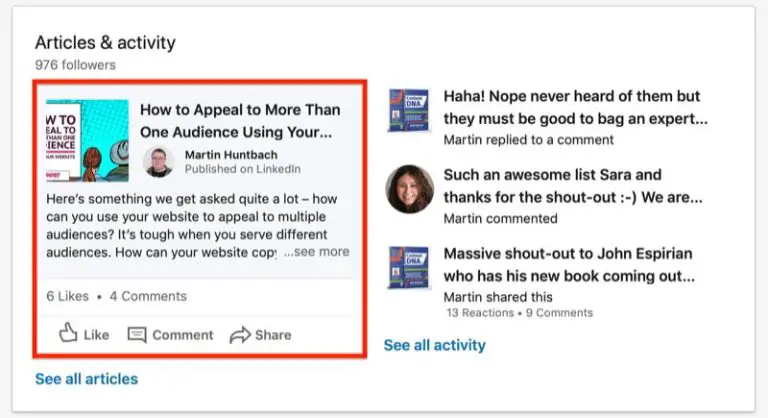 How do you feature an article on LinkedIn