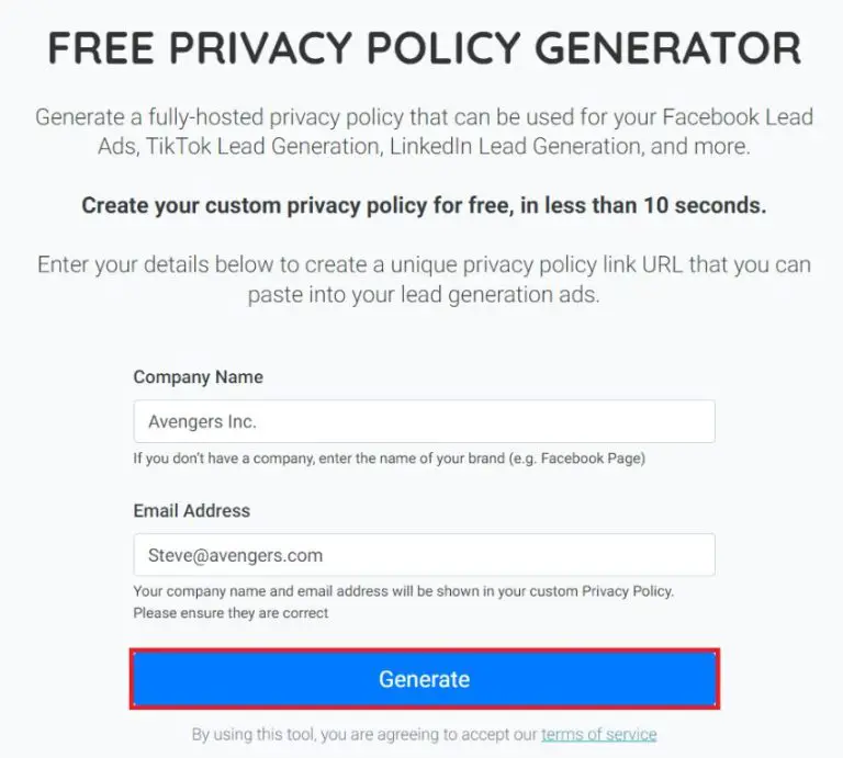 Is URL required for LinkedIn privacy policy