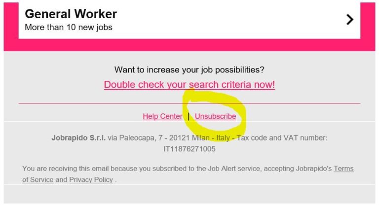 How do I unsubscribe from job alerts