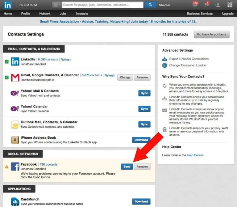 Can we sync contacts on LinkedIn