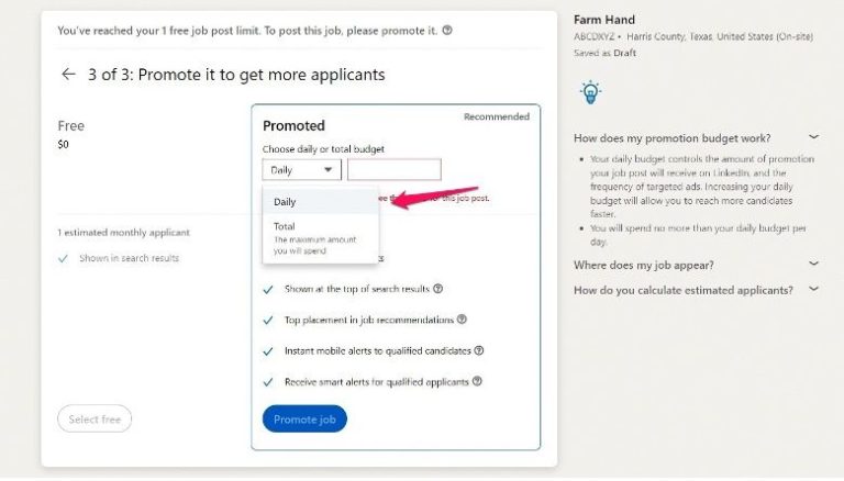 How long do free LinkedIn job postings last