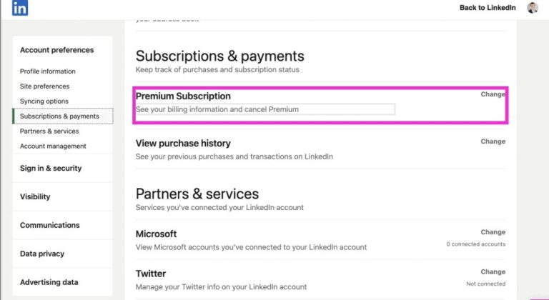 How do I cancel LinkedIn premium after failed payment