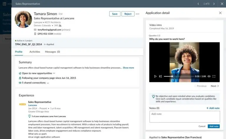 Does LinkedIn have video interview
