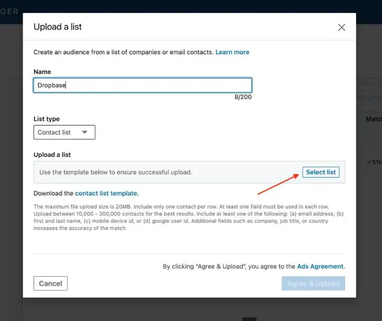 Can you upload an email list to LinkedIn ads