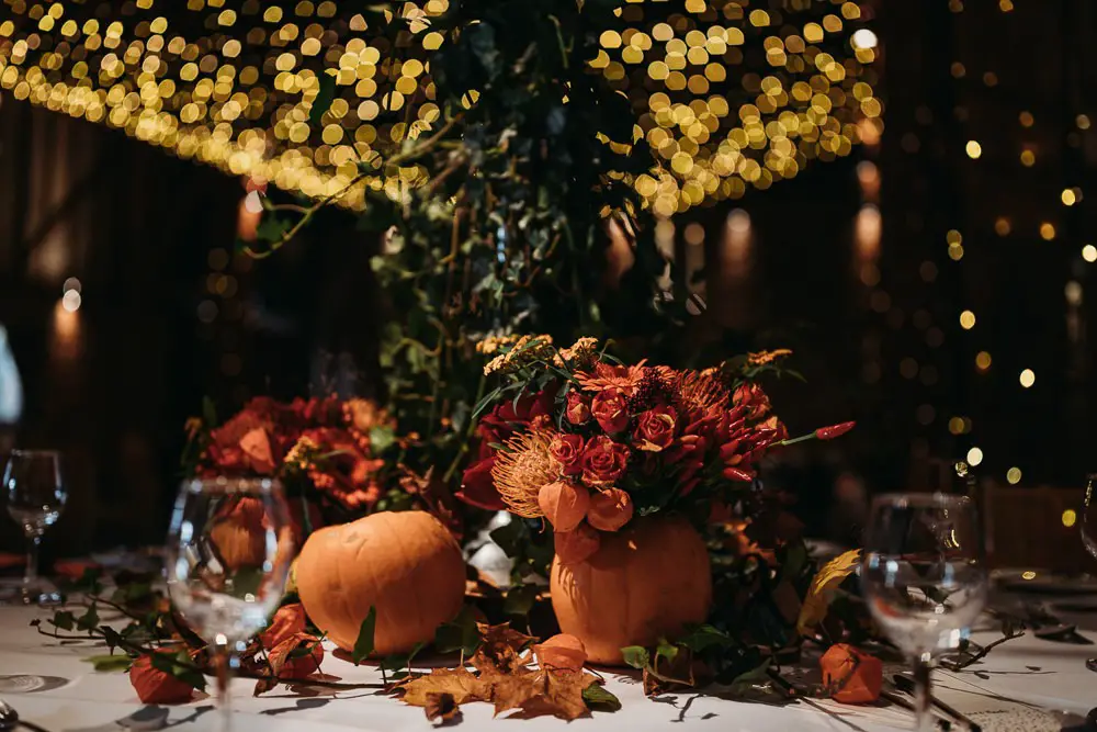 Dark & Moody Halloween Wedding Featuring Pumpkins & Smoke Bombs