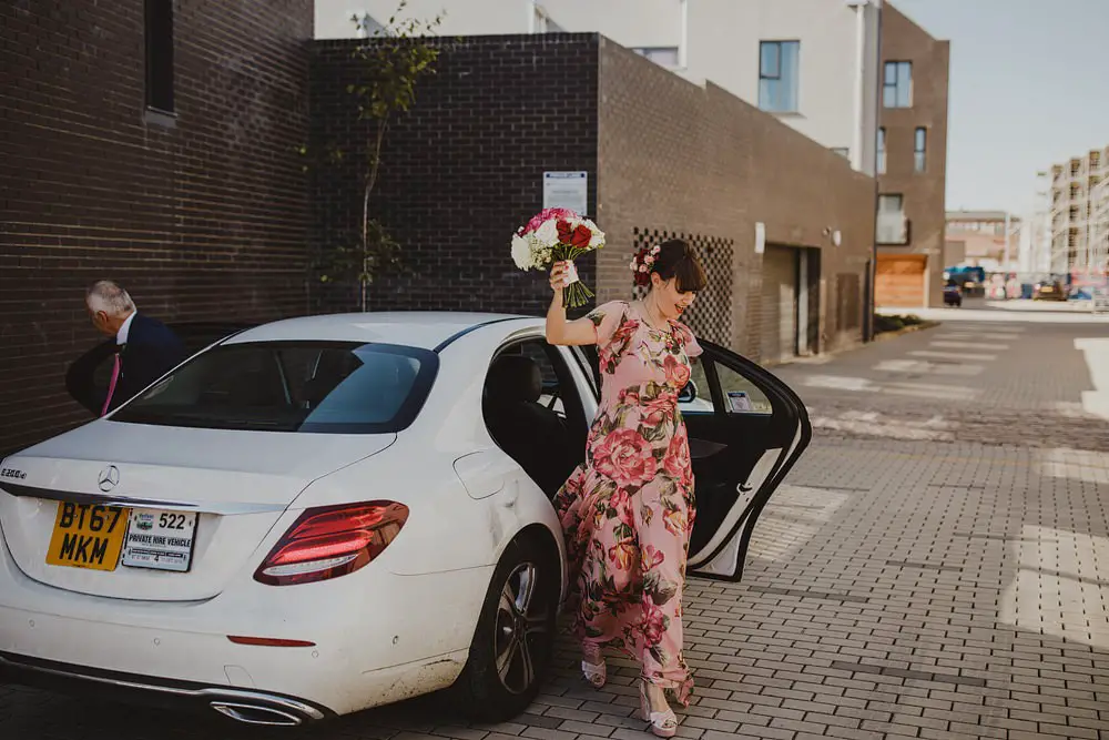 Chilled Funny & Quirky Industrial Wedding with a Floral Dress