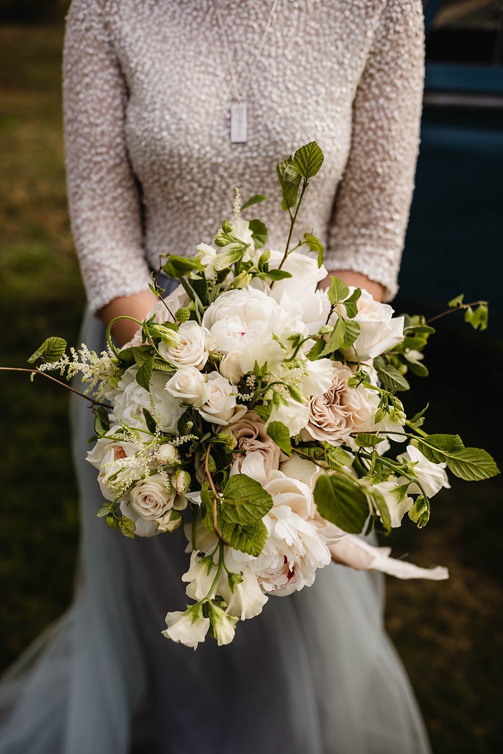 White Peony & Foliage Bouquet