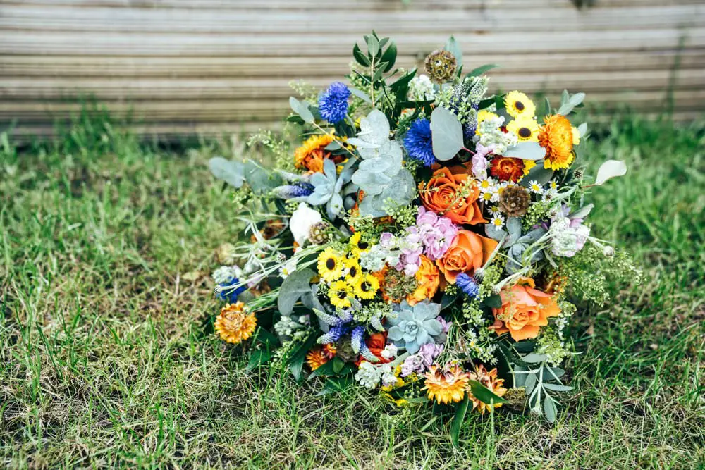 Outdoor DIY Village Hall Wedding with a Dip Dye Wedding Dress