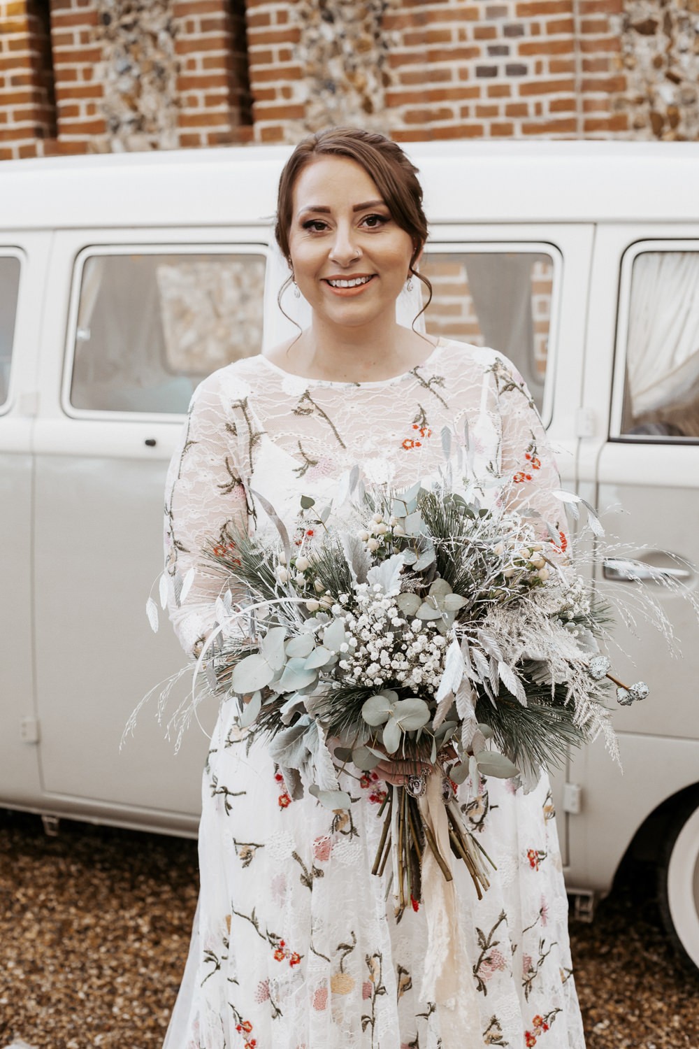 Silver & Blue Winter Wedding with Cat Theme & a Floral Dress