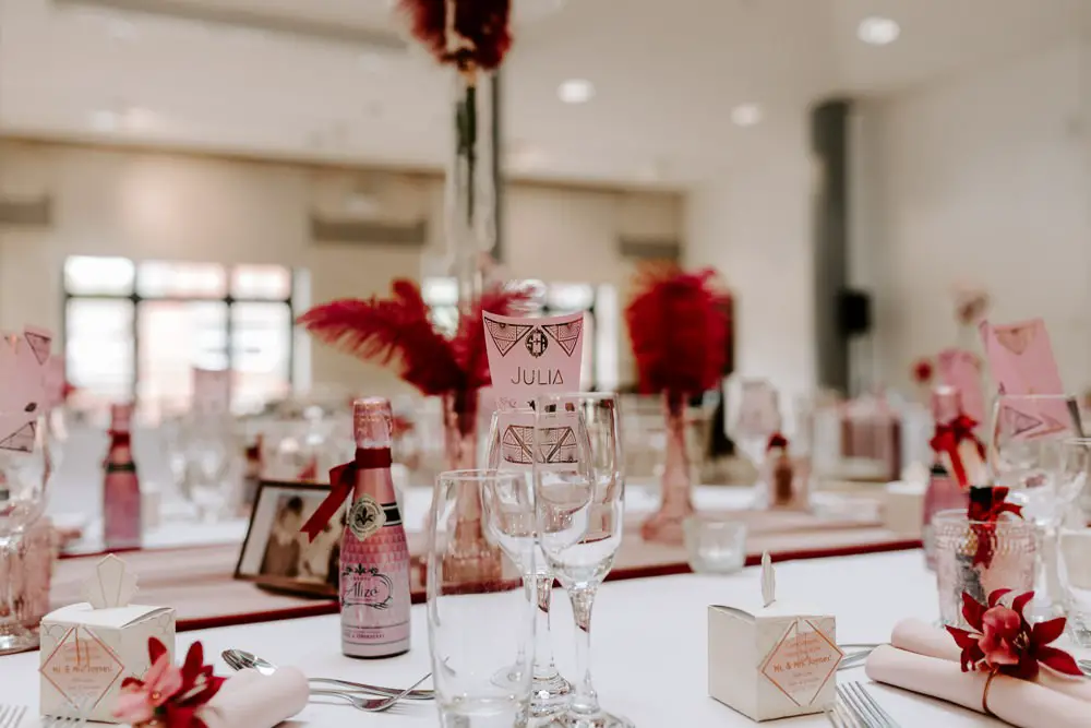 Burgundy & Pink Roaring 1920s Inspired Wedding