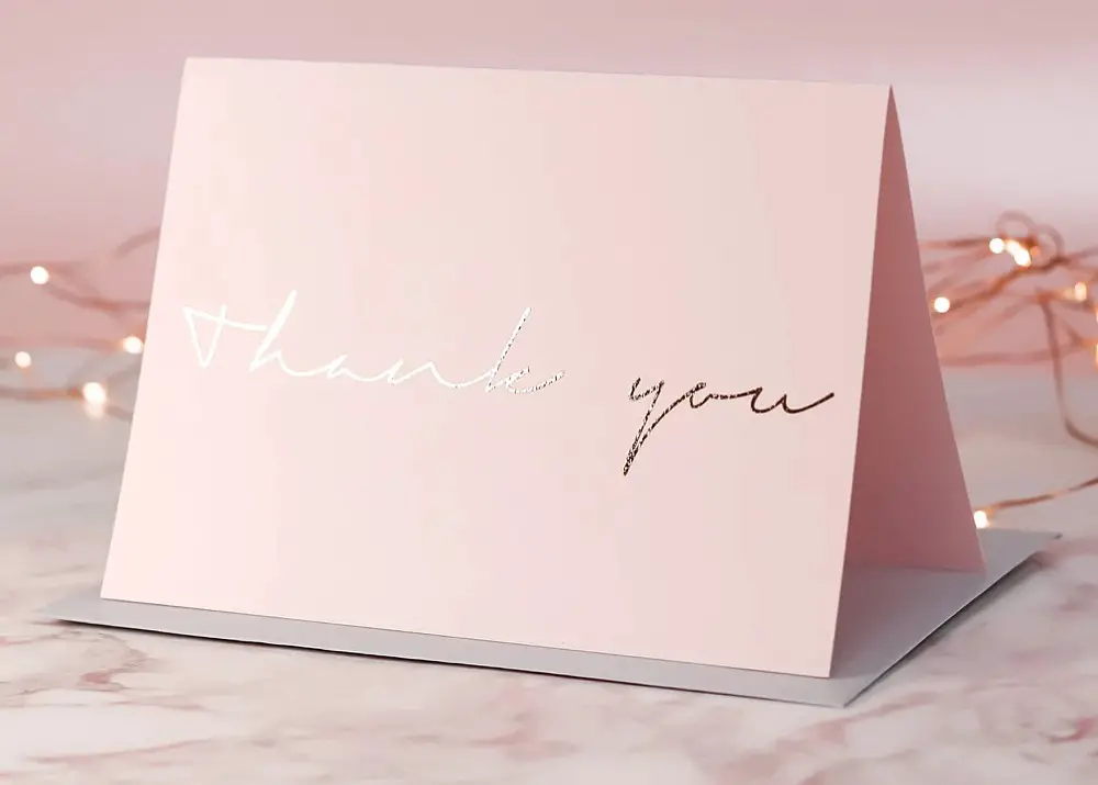 Calligraphy Gold Foil Wedding Thank You Card